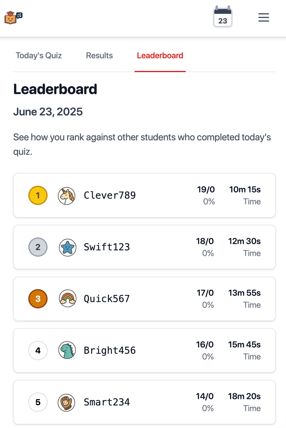 SHSAT Buddy Leaderboard