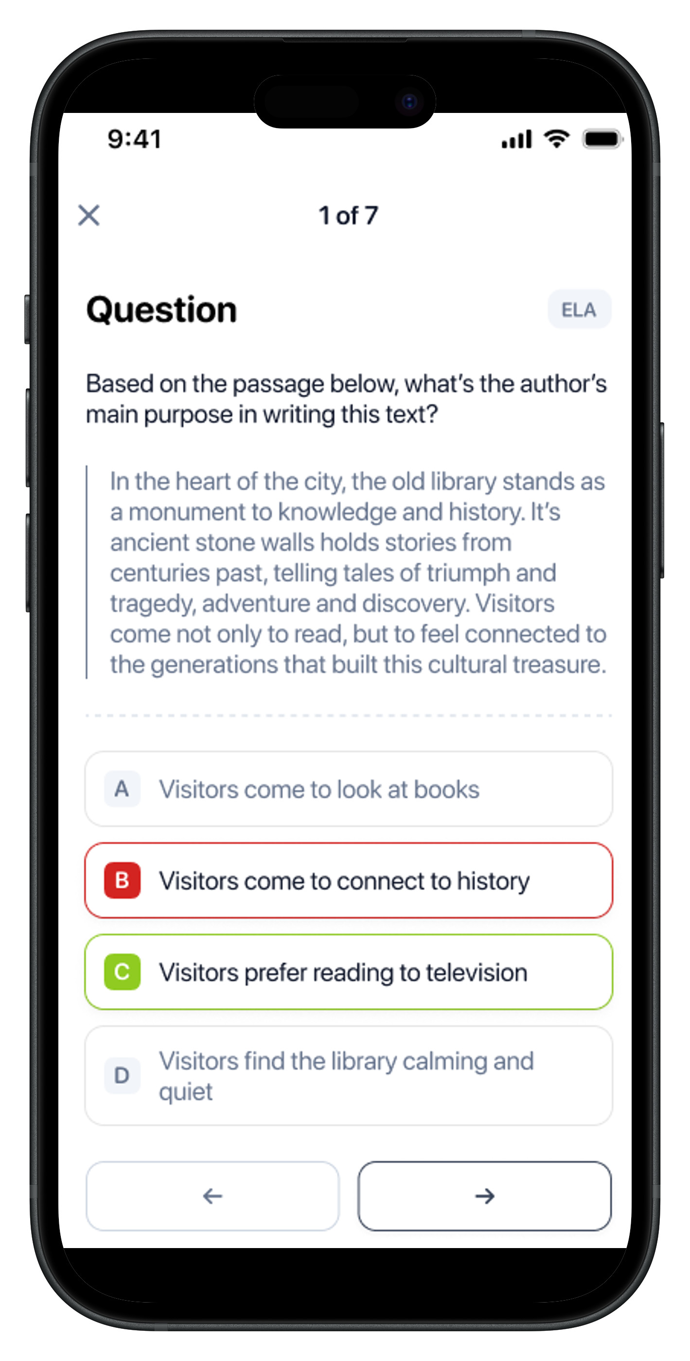 SHSAT Buddy Quiz Interface